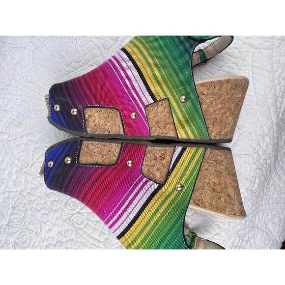 Volatile Womens 7 Multicolored Picadillo Wedge Serape Slingback Summer Sandal - Picture 12 of 12